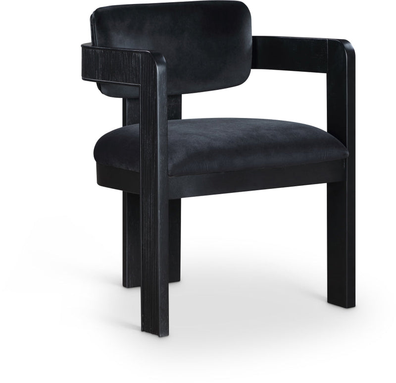 Sacha Velvet Upholstered Dining Chair in Black, Set of 2 - 11095Black-C