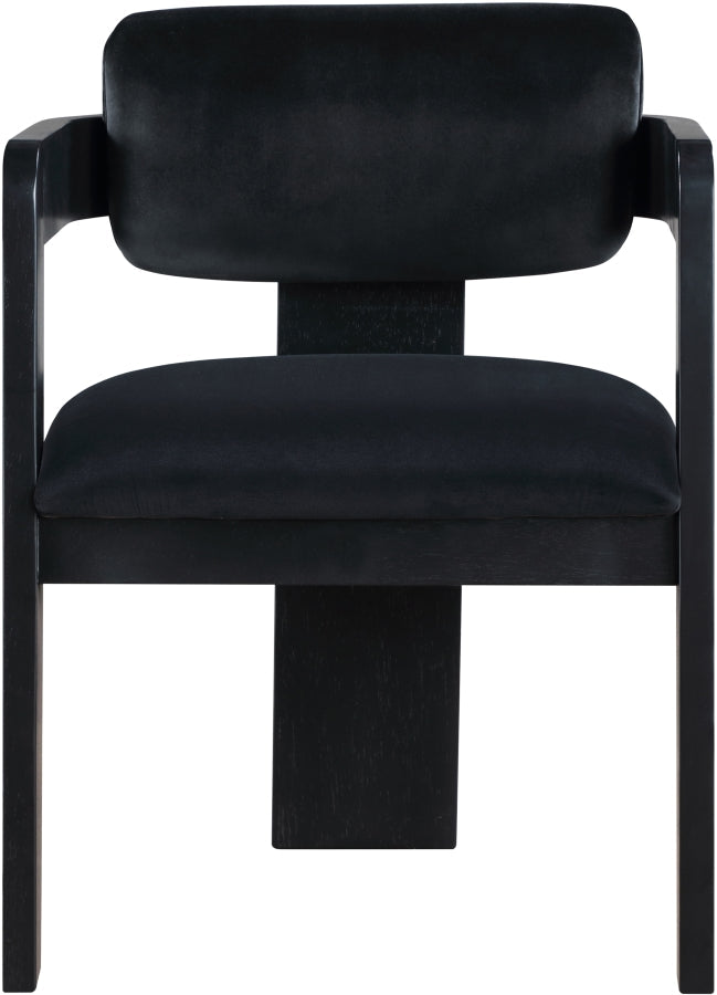 Sacha Velvet Upholstered Dining Chair in Black, Set of 2 - 11095Black-C