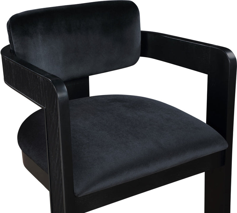 Sacha Velvet Upholstered Dining Chair in Black, Set of 2 - 11095Black-C