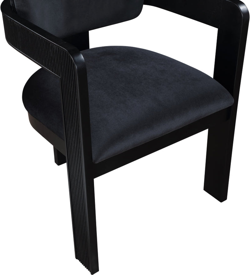 Sacha Velvet Upholstered Dining Chair in Black, Set of 2 - 11095Black-C
