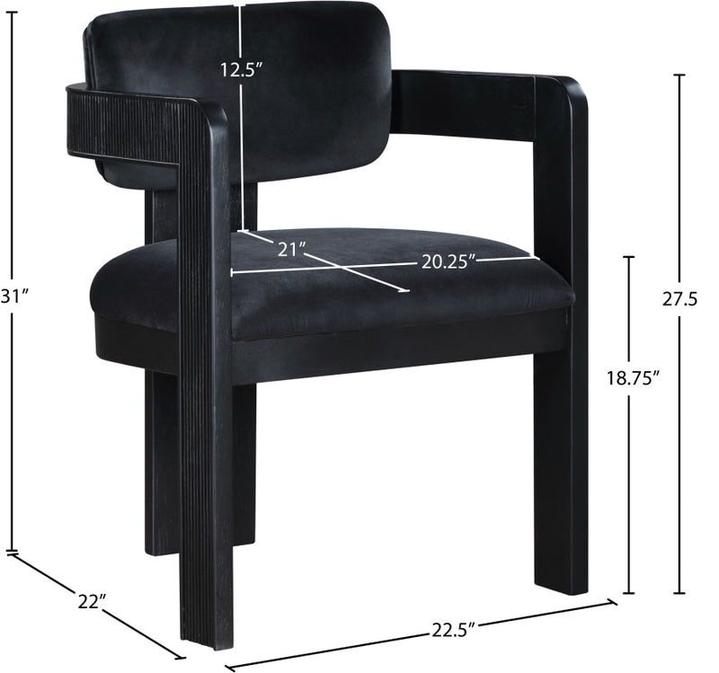 Sacha Velvet Upholstered Dining Chair in Black, Set of 2 - 11095Black-C