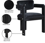 Sacha Velvet Upholstered Dining Chair in Black, Set of 2 - 11095Black-C