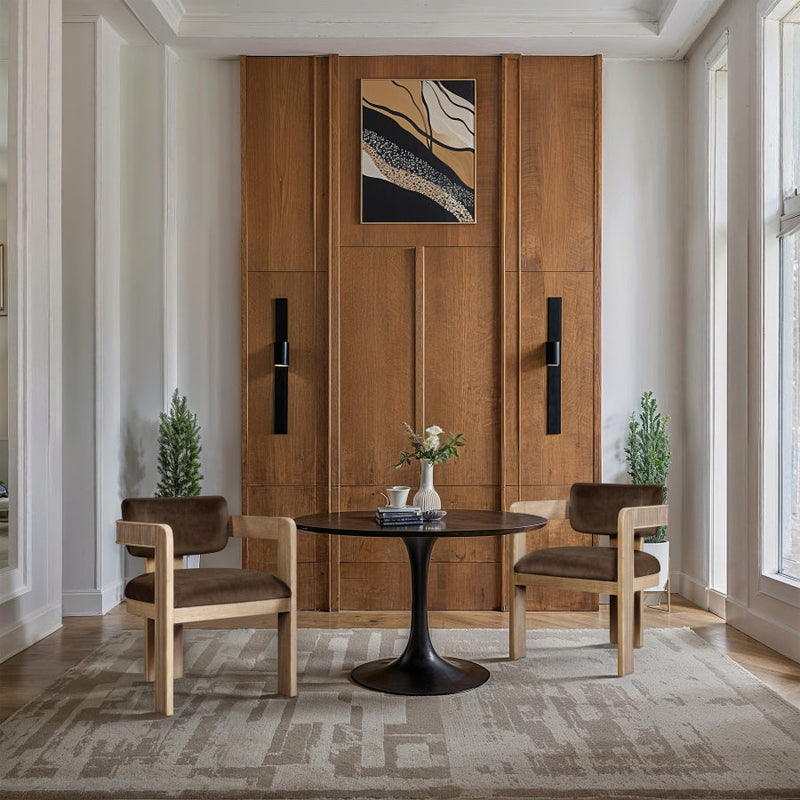 Sacha Velvet Upholstered Dining Chair in Brown, Set of 2 - 11094Brown-C