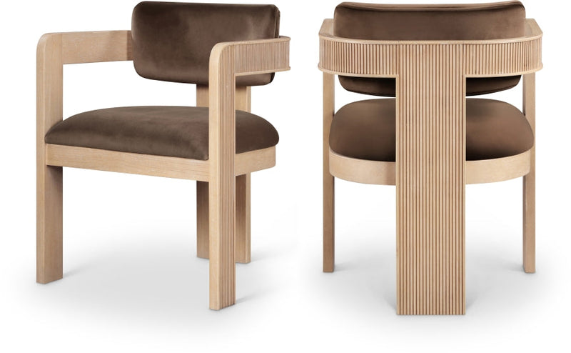 Sacha Velvet Upholstered Dining Chair in Brown, Set of 2 - 11094Brown-C