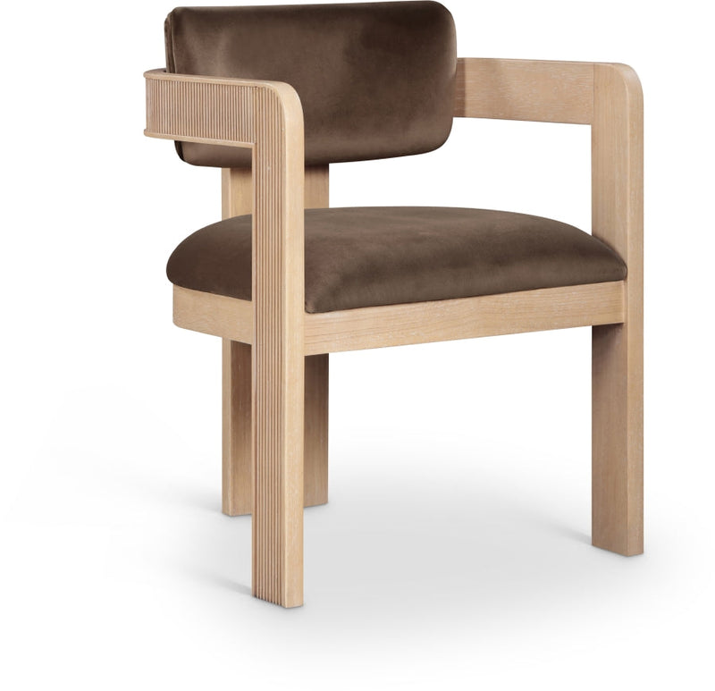 Sacha Velvet Upholstered Dining Chair in Brown, Set of 2 - 11094Brown-C