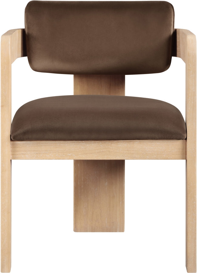 Sacha Velvet Upholstered Dining Chair in Brown, Set of 2 - 11094Brown-C