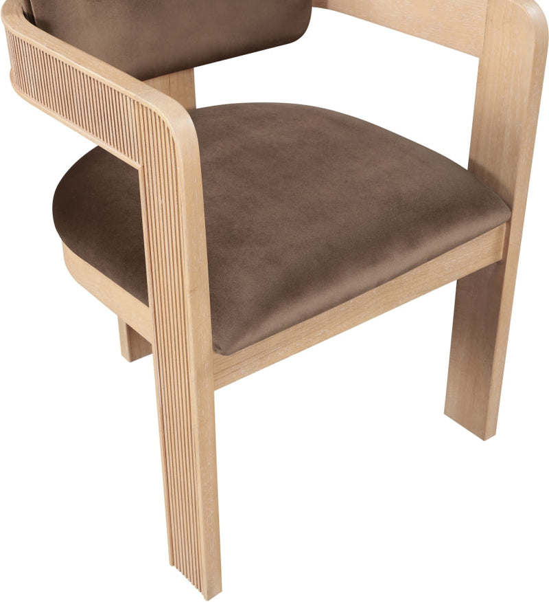 Sacha Velvet Upholstered Dining Chair in Brown, Set of 2 - 11094Brown-C