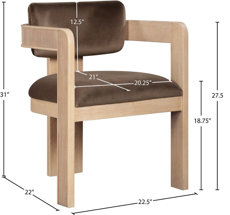Sacha Velvet Upholstered Dining Chair in Brown, Set of 2 - 11094Brown-C