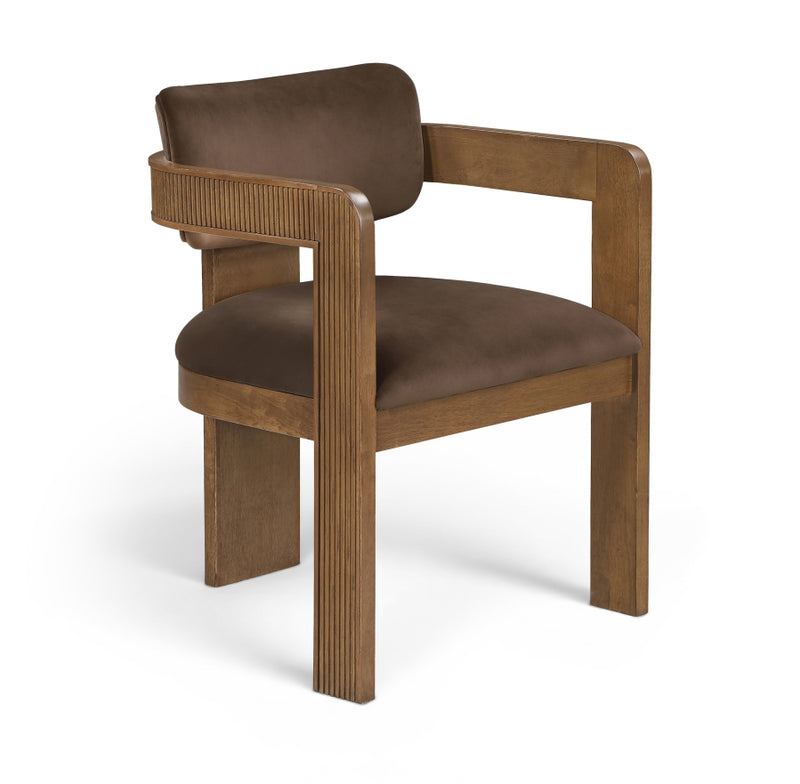 Sacha Velvet Upholstered Dining Chair in Brown, Set of 2 - 11096Brown-C