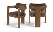 Sacha Velvet Upholstered Dining Chair in Brown, Set of 2 - 11096Brown-C