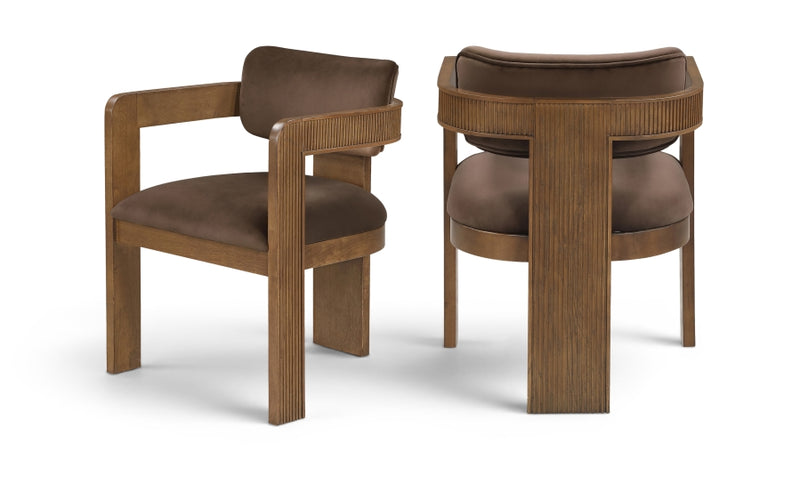 Sacha Velvet Upholstered Dining Chair in Brown, Set of 2 - 11096Brown-C