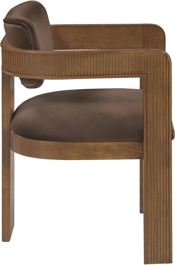 Sacha Velvet Upholstered Dining Chair in Brown, Set of 2 - 11096Brown-C
