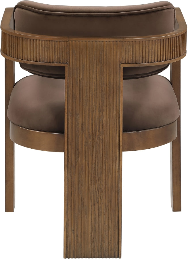 Sacha Velvet Upholstered Dining Chair in Brown, Set of 2 - 11096Brown-C