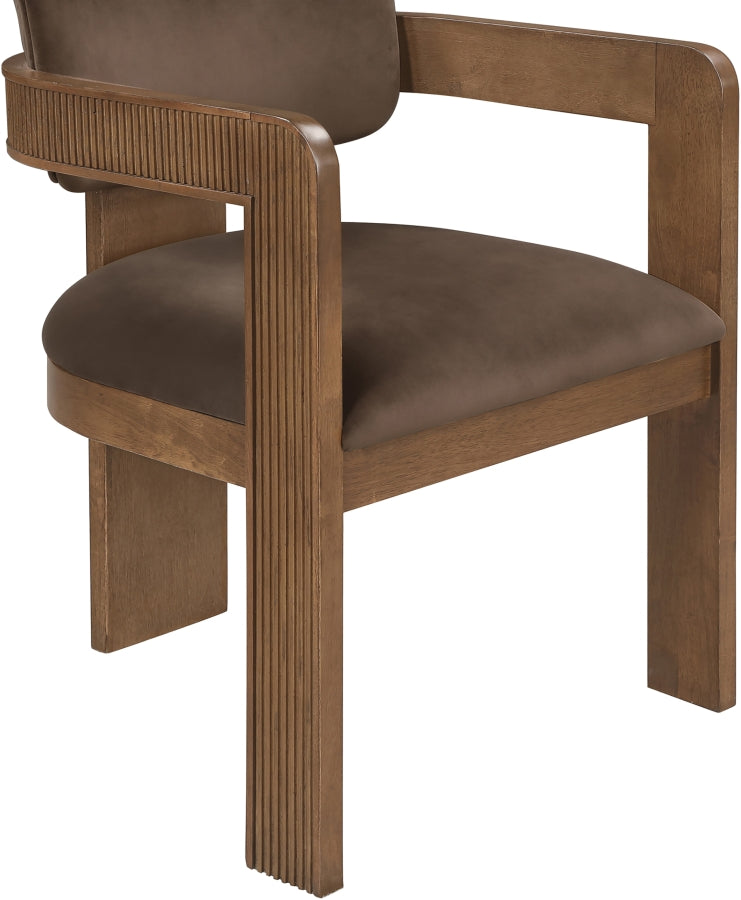 Sacha Velvet Upholstered Dining Chair in Brown, Set of 2 - 11096Brown-C