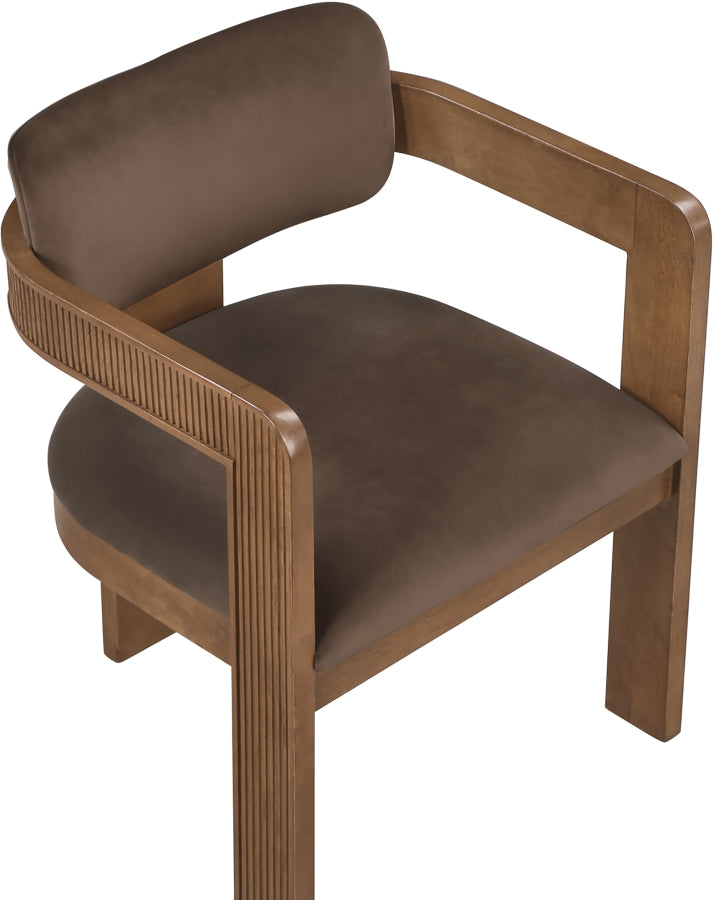 Sacha Velvet Upholstered Dining Chair in Brown, Set of 2 - 11096Brown-C