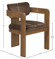 Sacha Velvet Upholstered Dining Chair in Brown, Set of 2 - 11096Brown-C