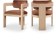 Sacha Velvet Upholstered Dining Chair in Cognac, Set of 2 - 11094Cognac-C