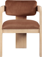 Sacha Velvet Upholstered Dining Chair in Cognac, Set of 2 - 11094Cognac-C