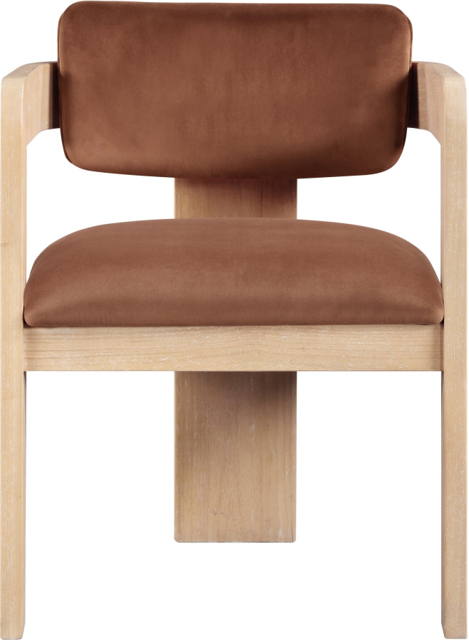 Sacha Velvet Upholstered Dining Chair in Cognac, Set of 2 - 11094Cognac-C