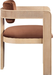 Sacha Velvet Upholstered Dining Chair in Cognac, Set of 2 - 11094Cognac-C