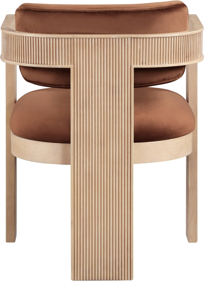 Sacha Velvet Upholstered Dining Chair in Cognac, Set of 2 - 11094Cognac-C