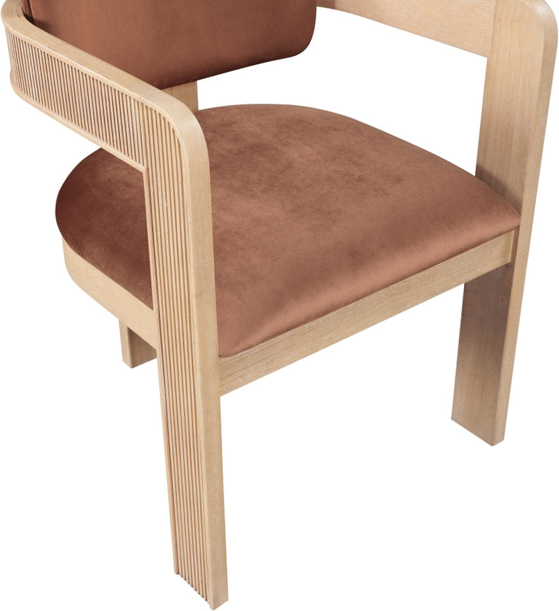 Sacha Velvet Upholstered Dining Chair in Cognac, Set of 2 - 11094Cognac-C