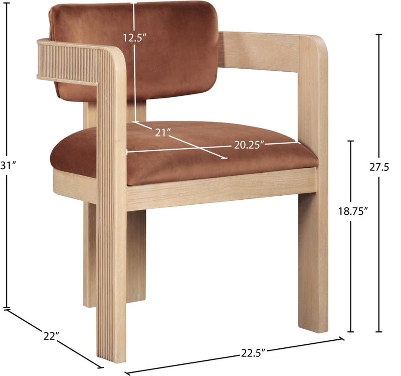 Sacha Velvet Upholstered Dining Chair in Cognac, Set of 2 - 11094Cognac-C