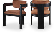 Sacha Velvet Upholstered Dining Chair in Cognac, Set of 2 - 11095Cognac-C