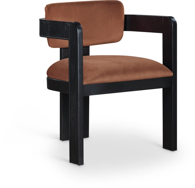 Sacha Velvet Upholstered Dining Chair in Cognac, Set of 2 - 11095Cognac-C