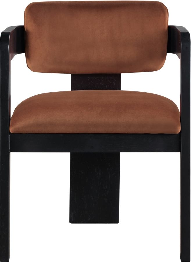 Sacha Velvet Upholstered Dining Chair in Cognac, Set of 2 - 11095Cognac-C