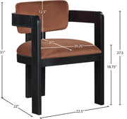 Sacha Velvet Upholstered Dining Chair in Cognac, Set of 2 - 11095Cognac-C