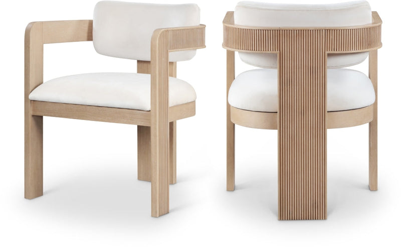 Sacha Velvet Upholstered Dining Chair in Cream, Set of 2 - 11094Cream-C