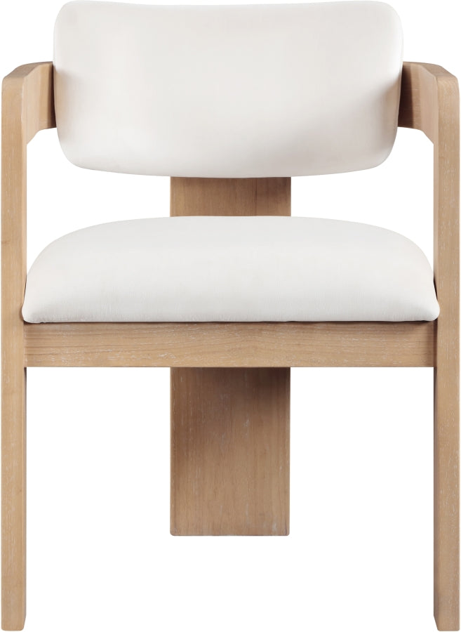 Sacha Velvet Upholstered Dining Chair in Cream, Set of 2 - 11094Cream-C