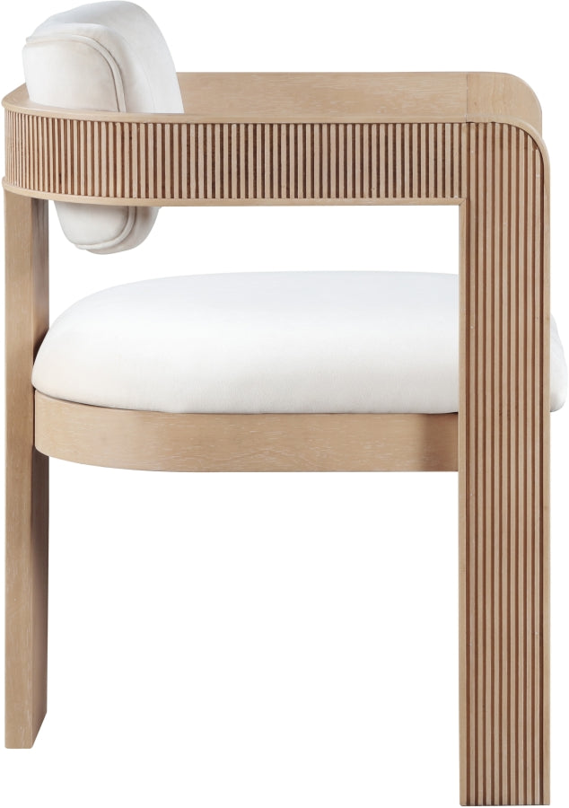 Sacha Velvet Upholstered Dining Chair in Cream, Set of 2 - 11094Cream-C