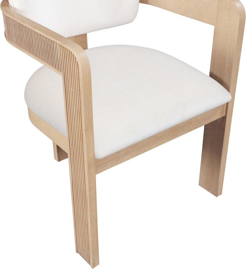 Sacha Velvet Upholstered Dining Chair in Cream, Set of 2 - 11094Cream-C