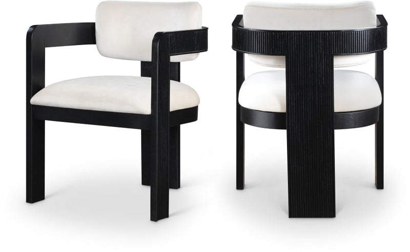 Sacha Velvet Upholstered Dining Chair in Cream, Set of 2 - 11095Cream-C