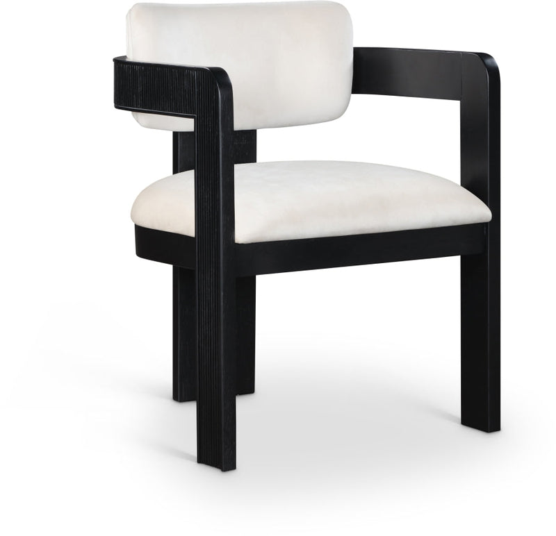 Sacha Velvet Upholstered Dining Chair in Cream, Set of 2 - 11095Cream-C