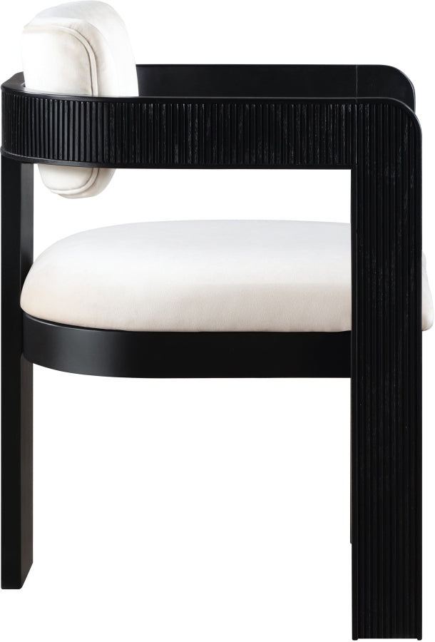 Sacha Velvet Upholstered Dining Chair in Cream, Set of 2 - 11095Cream-C