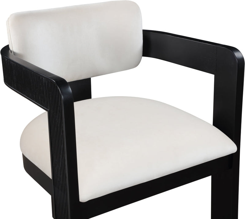 Sacha Velvet Upholstered Dining Chair in Cream, Set of 2 - 11095Cream-C