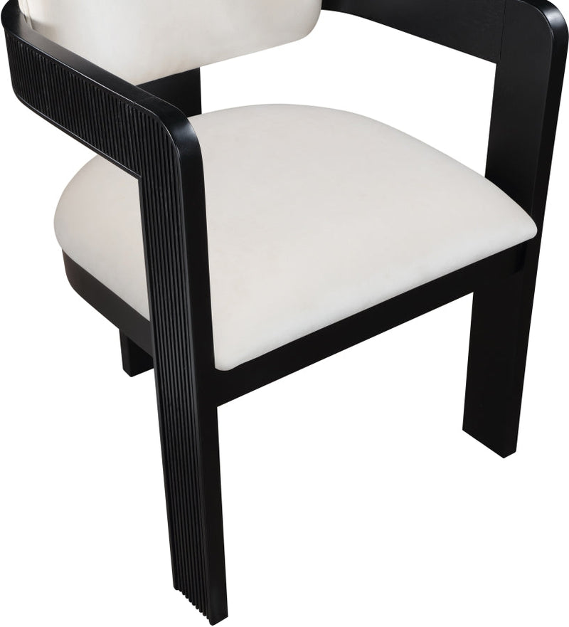 Sacha Velvet Upholstered Dining Chair in Cream, Set of 2 - 11095Cream-C