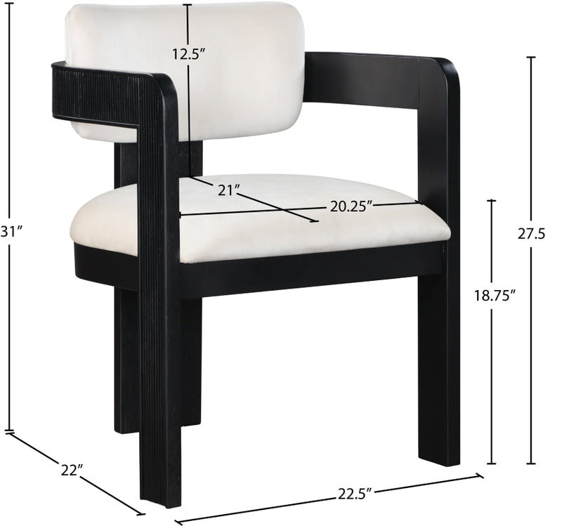 Sacha Velvet Upholstered Dining Chair in Cream, Set of 2 - 11095Cream-C