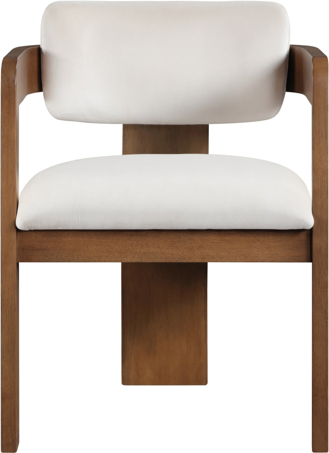 Sacha Velvet Upholstered Dining Chair in Cream, Set of 2 - 11096Cream-C
