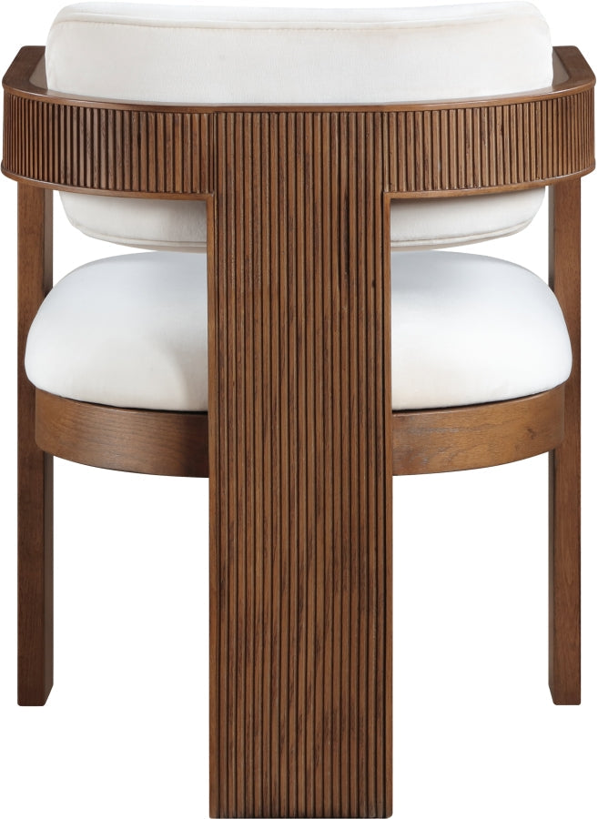 Sacha Velvet Upholstered Dining Chair in Cream, Set of 2 - 11096Cream-C