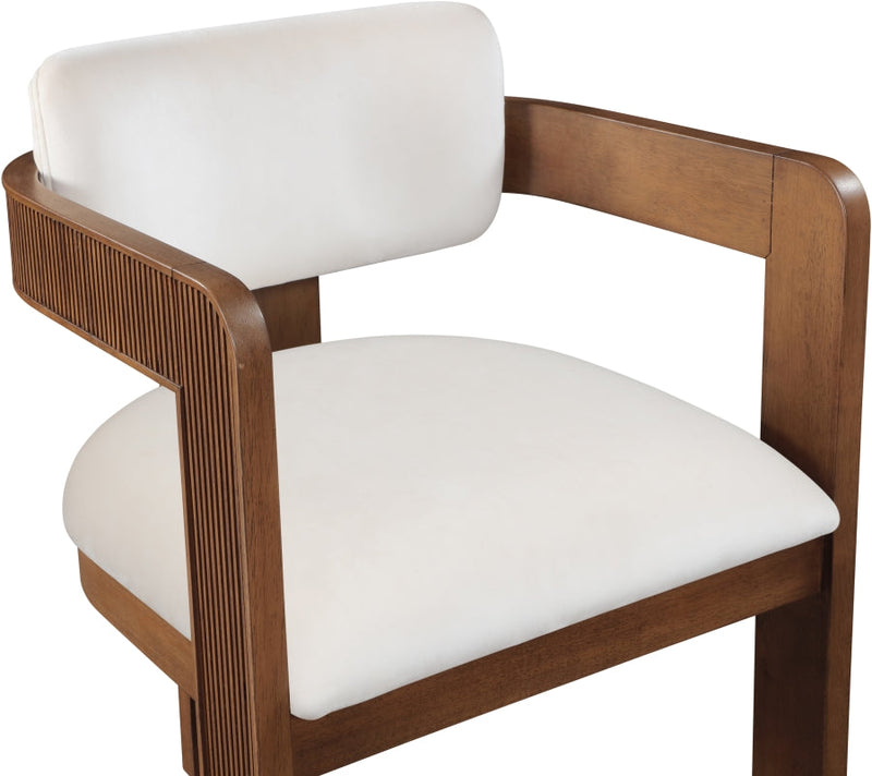 Sacha Velvet Upholstered Dining Chair in Cream, Set of 2 - 11096Cream-C