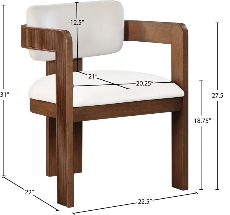 Sacha Velvet Upholstered Dining Chair in Cream, Set of 2 - 11096Cream-C