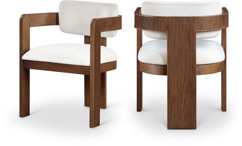 Sacha Velvet Upholstered Dining Chair in Cream, Set of 2 - 11096Cream-C