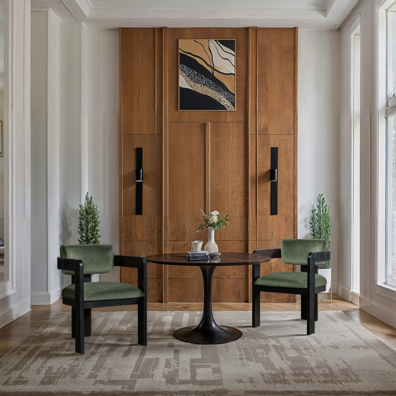 Sacha Velvet Upholstered Dining Chair in Green, Set of 2 - 11095Green-C