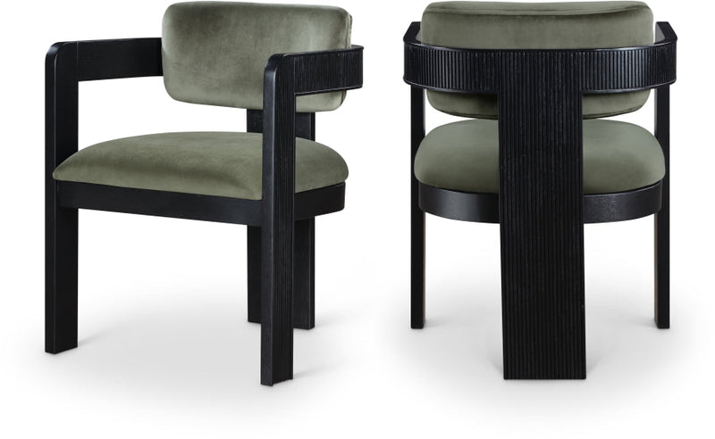 Sacha Velvet Upholstered Dining Chair in Green, Set of 2 - 11095Green-C