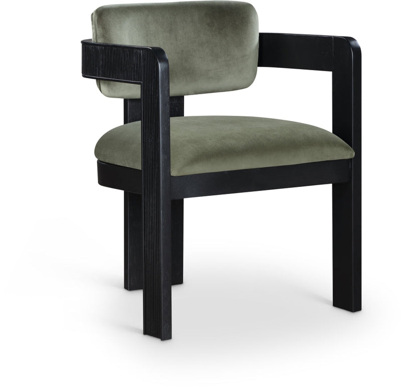 Sacha Velvet Upholstered Dining Chair in Green, Set of 2 - 11095Green-C