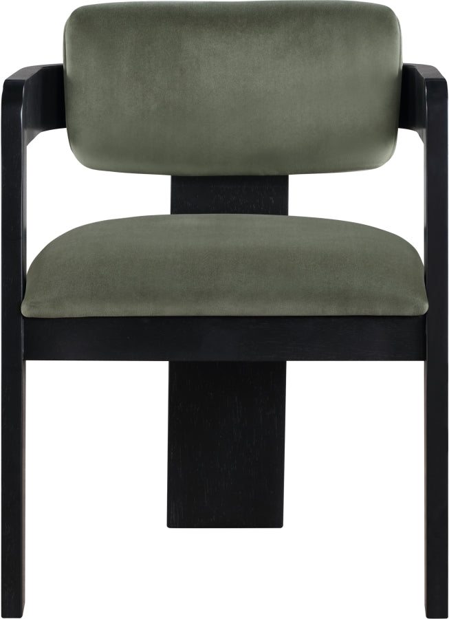 Sacha Velvet Upholstered Dining Chair in Green, Set of 2 - 11095Green-C